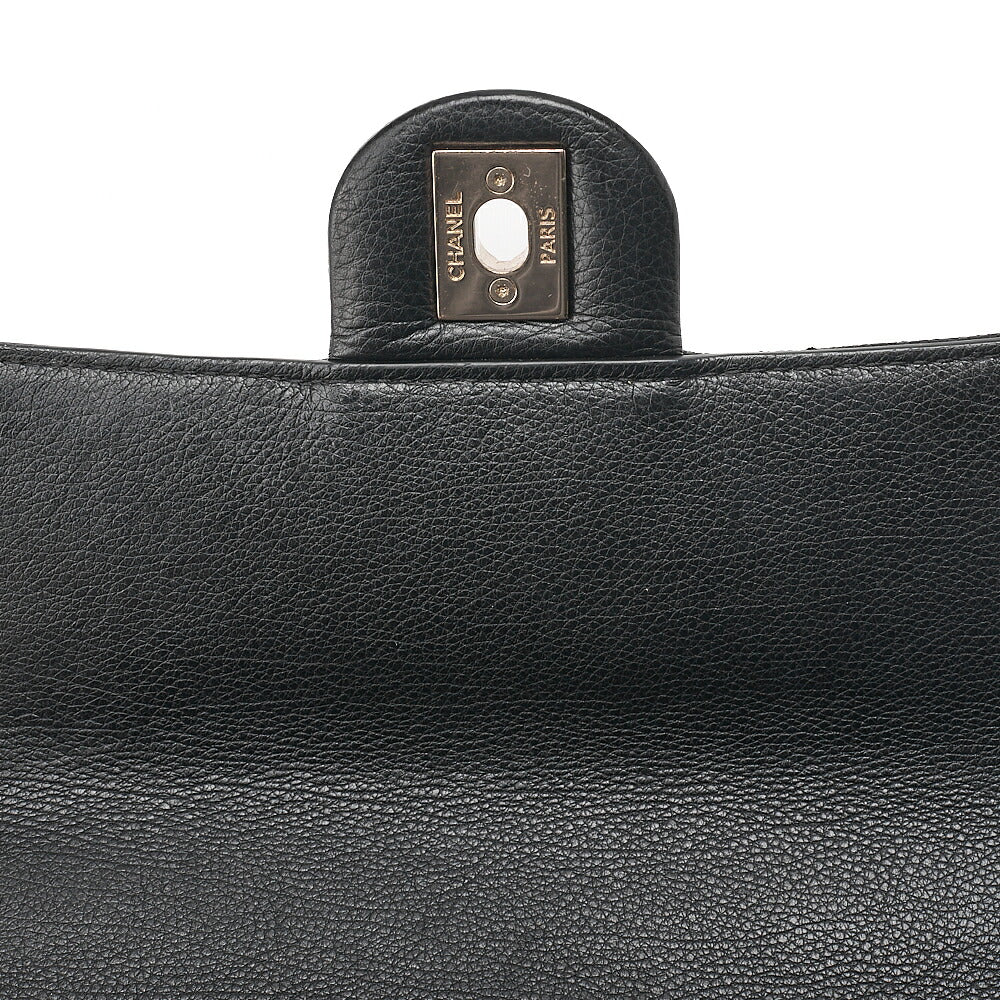 CHANEL Matelasse Caviar Skin Single Flap 2-Way Chain Shoulder Black Gold-Tone Hardware, Pre-Owned