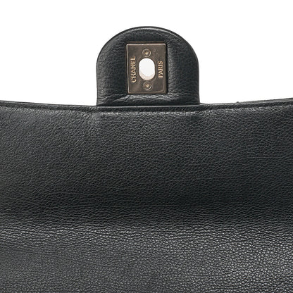 CHANEL Matelasse Caviar Skin Single Flap 2-Way Chain Shoulder Black Gold-Tone Hardware, Pre-Owned