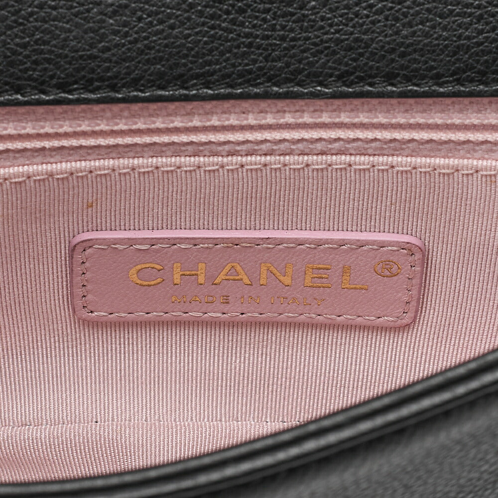 CHANEL Matelasse Caviar Skin Single Flap 2-Way Chain Shoulder Black Gold-Tone Hardware, Pre-Owned