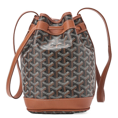 GOYARD Petit Fluoro Drawstring Shoulder Coated Canvas Beige Silver-Tone Hardware, Pre-Owned