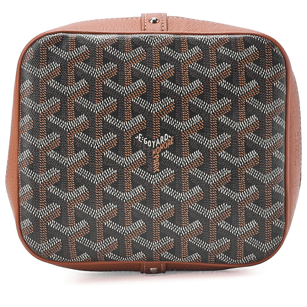 GOYARD Petit Fluoro Drawstring Shoulder Coated Canvas Beige Silver-Tone Hardware, Pre-Owned