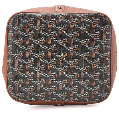 GOYARD Petit Fluoro Drawstring Shoulder Coated Canvas Beige Silver-Tone Hardware, Pre-Owned