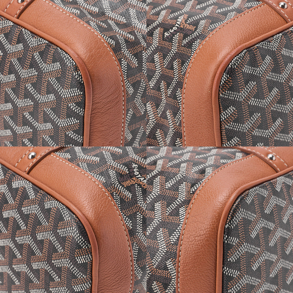 GOYARD Petit Fluoro Drawstring Shoulder Coated Canvas Beige Silver-Tone Hardware, Pre-Owned
