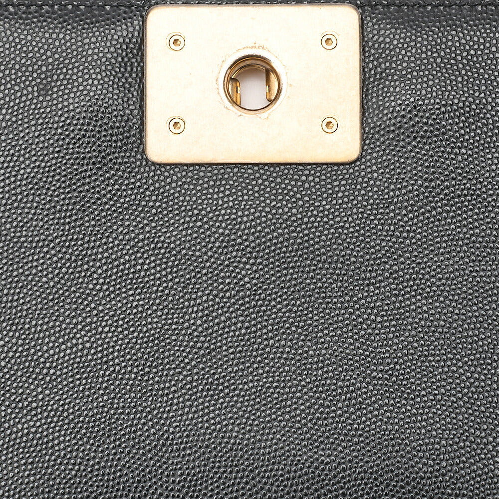 CHANEL Caviar Skin Boy Chanel 25 Chain Shoulder Black Gold-Tone Hardware, Pre-Owned