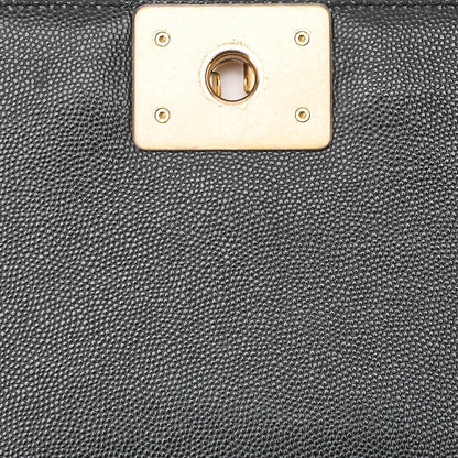 CHANEL Caviar Skin Boy Chanel 25 Chain Shoulder Black Gold-Tone Hardware, Pre-Owned