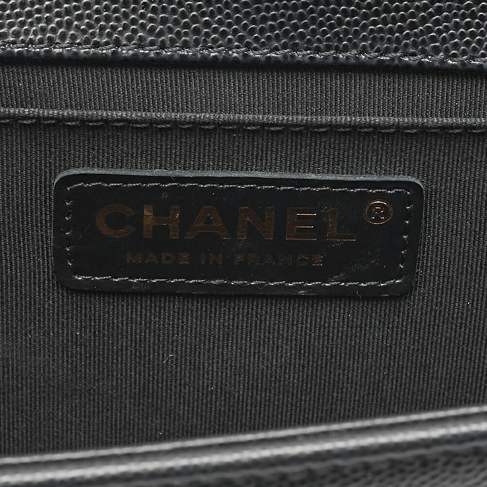 CHANEL Caviar Skin Boy Chanel 25 Chain Shoulder Black Gold-Tone Hardware, Pre-Owned
