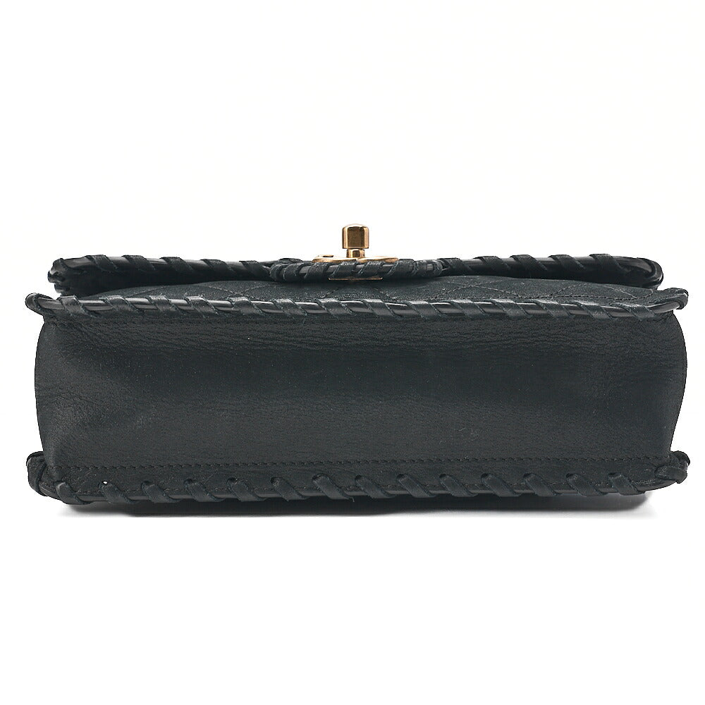 CHANEL Sparkle Leather Matelasse Braided Chain Shoulder Black Gold-Tone Hardware, Pre-Owned