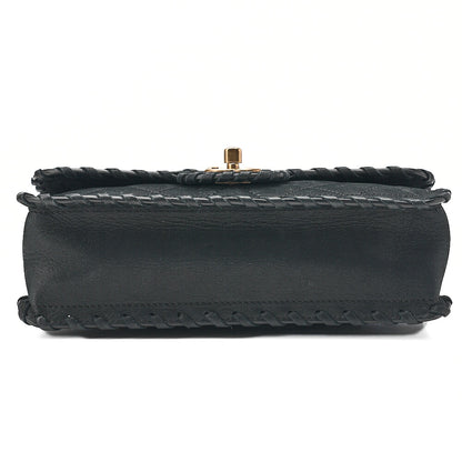 CHANEL Sparkle Leather Matelasse Braided Chain Shoulder Black Gold-Tone Hardware, Pre-Owned