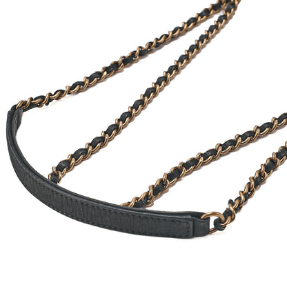 CHANEL Sparkle Leather Matelasse Braided Chain Shoulder Black Gold-Tone Hardware, Pre-Owned
