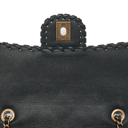 CHANEL Sparkle Leather Matelasse Braided Chain Shoulder Black Gold-Tone Hardware, Pre-Owned