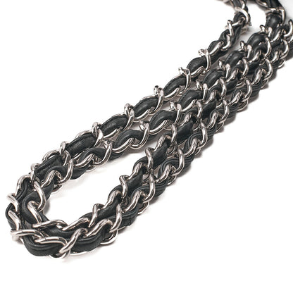 CHANEL Deka Matelasse Double Flap Turn Lock Chain Shoulder Bag Lambskin Black Silver-Tone Hardware, Pre-Owned