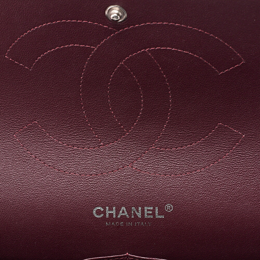 CHANEL Deka Matelasse Double Flap Turn Lock Chain Shoulder Bag Lambskin Black Silver-Tone Hardware, Pre-Owned