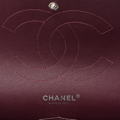CHANEL Deka Matelasse Double Flap Turn Lock Chain Shoulder Bag Lambskin Black Silver-Tone Hardware, Pre-Owned