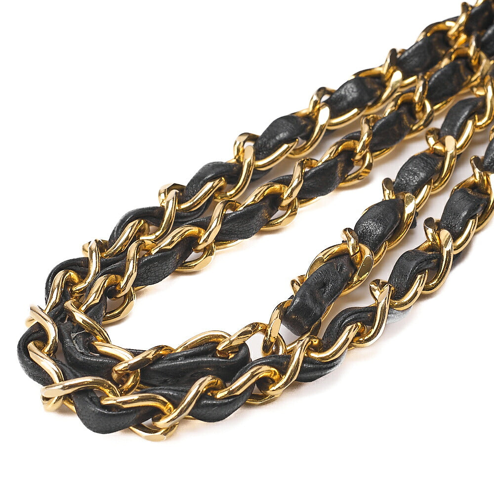 CHANEL Lambskin Matelasse Turn Lock Design Flap Chain Shoulder Bag Black Gold-Tone Hardware, Pre-Owned