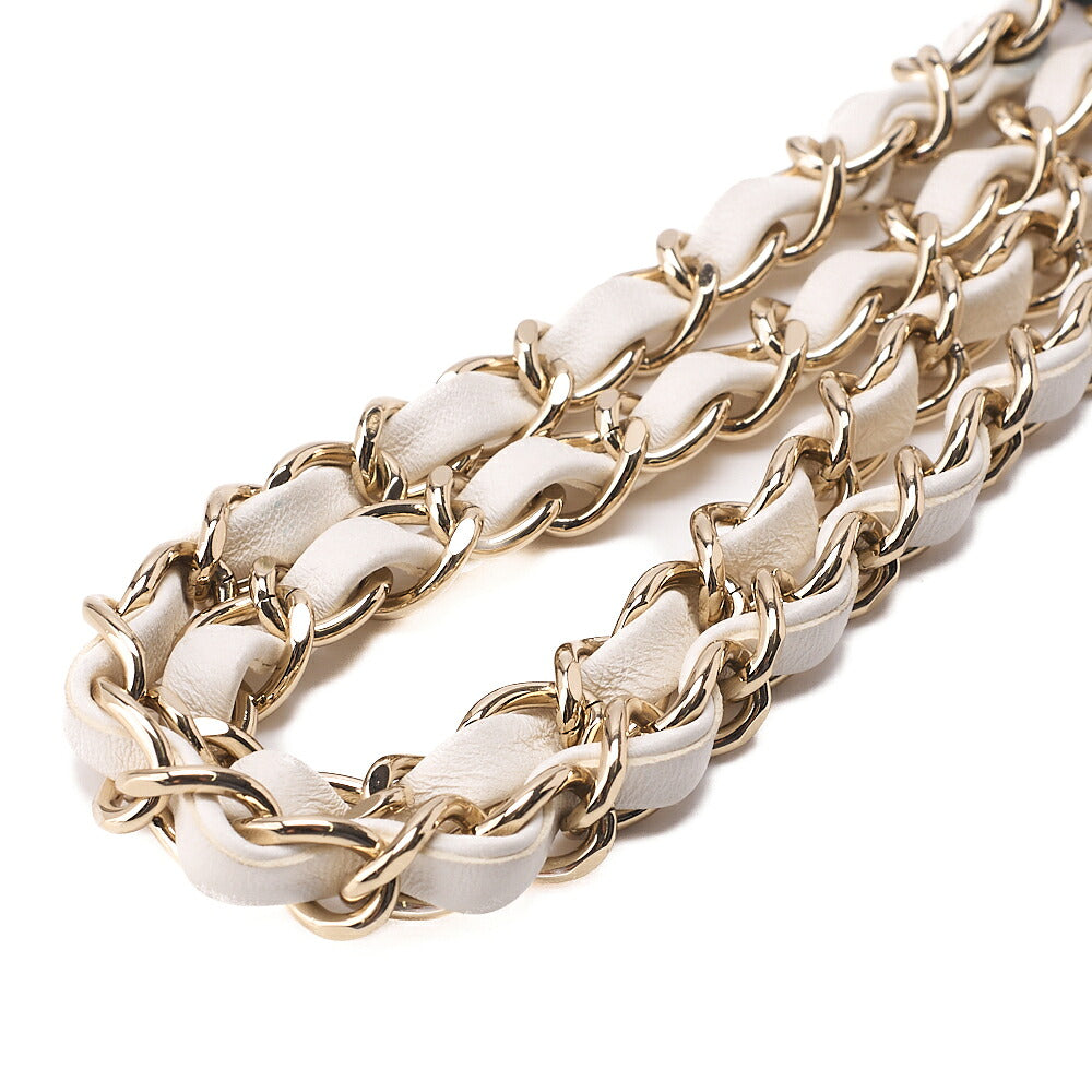 CHANEL Lambskin Mini Chocolate Bar 15cm Single Flap Turn Lock Chain Shoulder White Gold-Tone Hardware, Pre-Owned