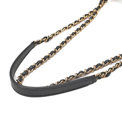 CHANEL Caviar Skin Coco Mark Single Flap Chain Shoulder Black Gold-Tone Hardware, Pre-Owned