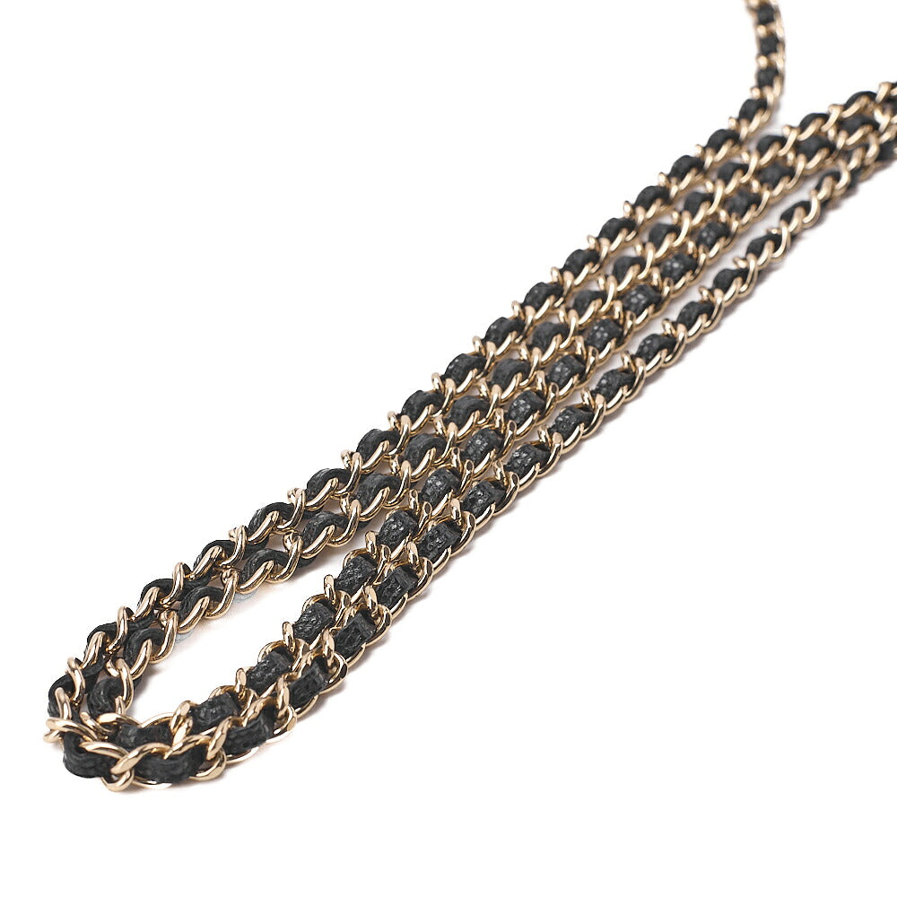 CHANEL Caviar Skin Minimat Telass? Glasses Case Chain Shoulder Black Gold-Tone Hardware, Pre-Owned
