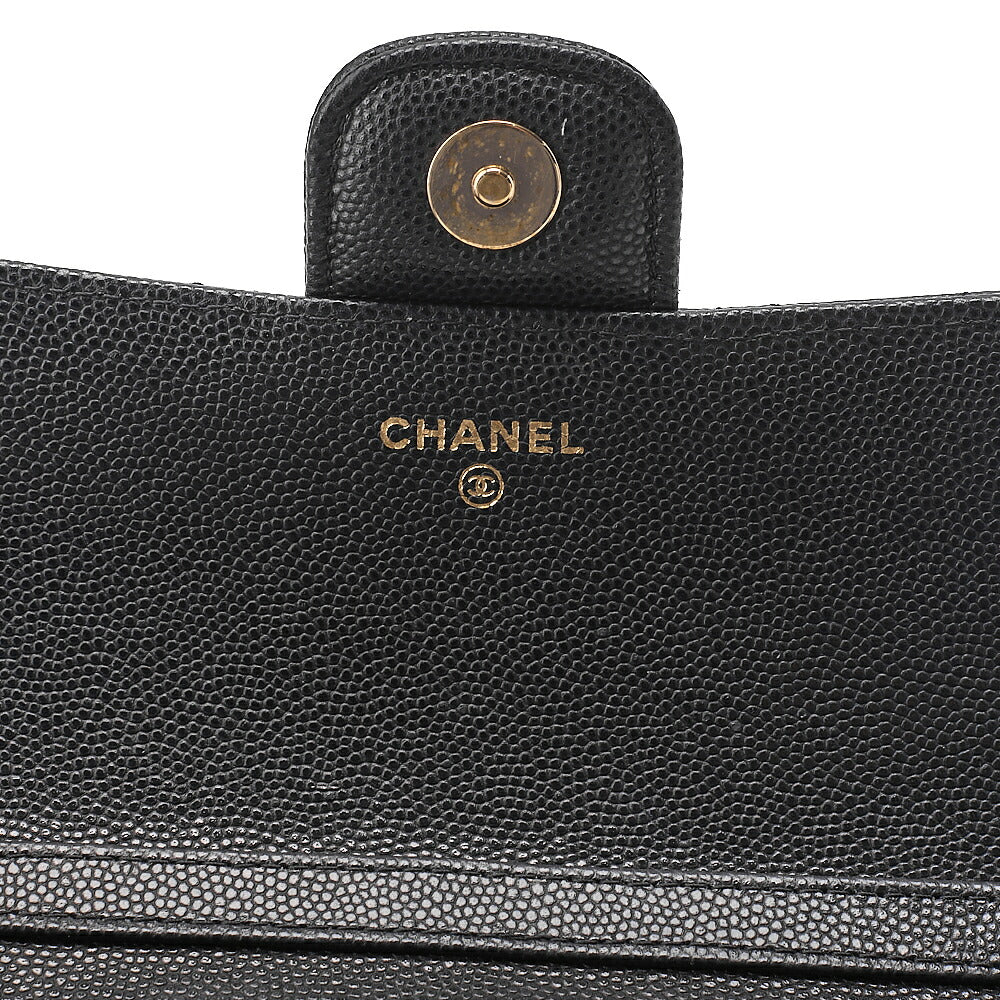 CHANEL Caviar Skin Minimat Telass? Glasses Case Chain Shoulder Black Gold-Tone Hardware, Pre-Owned