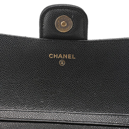 CHANEL Caviar Skin Minimat Telass? Glasses Case Chain Shoulder Black Gold-Tone Hardware, Pre-Owned