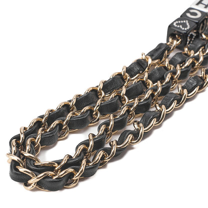 CHANEL Lambskin Mini Chocolate Bar 15cm Single Flap Turn Lock Chain Shoulder Black Gold-Tone Hardware, Pre-Owned