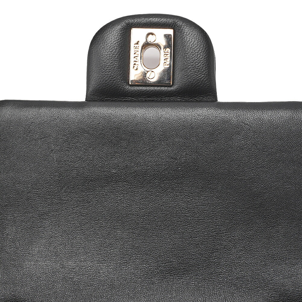 CHANEL Lambskin Mini Chocolate Bar 15cm Single Flap Turn Lock Chain Shoulder Black Gold-Tone Hardware, Pre-Owned