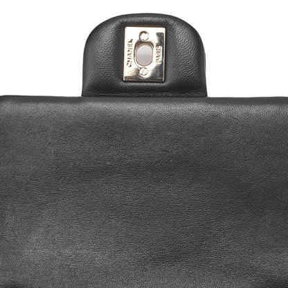 CHANEL Lambskin Mini Chocolate Bar 15cm Single Flap Turn Lock Chain Shoulder Black Gold-Tone Hardware, Pre-Owned