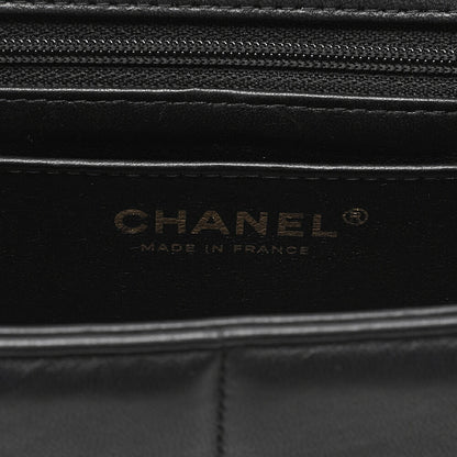CHANEL Lambskin Mini Chocolate Bar 15cm Single Flap Turn Lock Chain Shoulder Black Gold-Tone Hardware, Pre-Owned