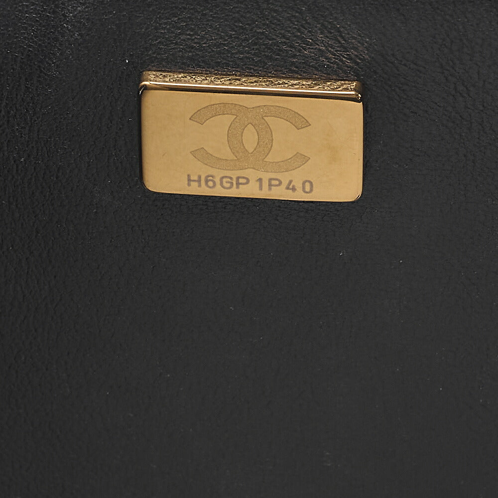 CHANEL Lambskin Mini Chocolate Bar 15cm Single Flap Turn Lock Chain Shoulder Black Gold-Tone Hardware, Pre-Owned