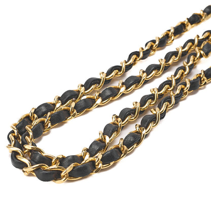 CHANEL Lambskin Mini Matelasse 18cm Single Flap Turn Lock Chain Shoulder Black Gold-Tone Hardware, Pre-Owned