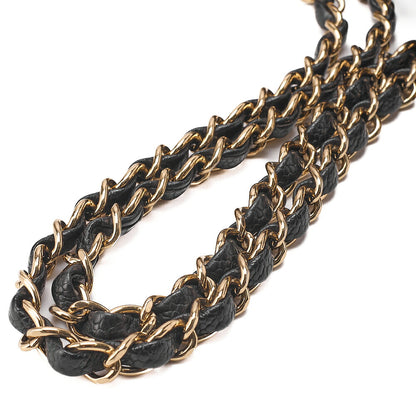 CHANEL Caviar Skin Matelasse Double Flap 25cm Chain Shoulder Black Gold-Tone Hardware, Pre-Owned