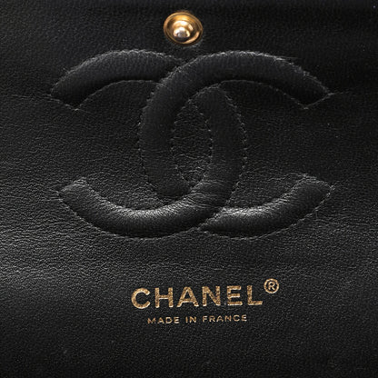 CHANEL Caviar Skin Matelasse Double Flap 25cm Chain Shoulder Black Gold-Tone Hardware, Pre-Owned