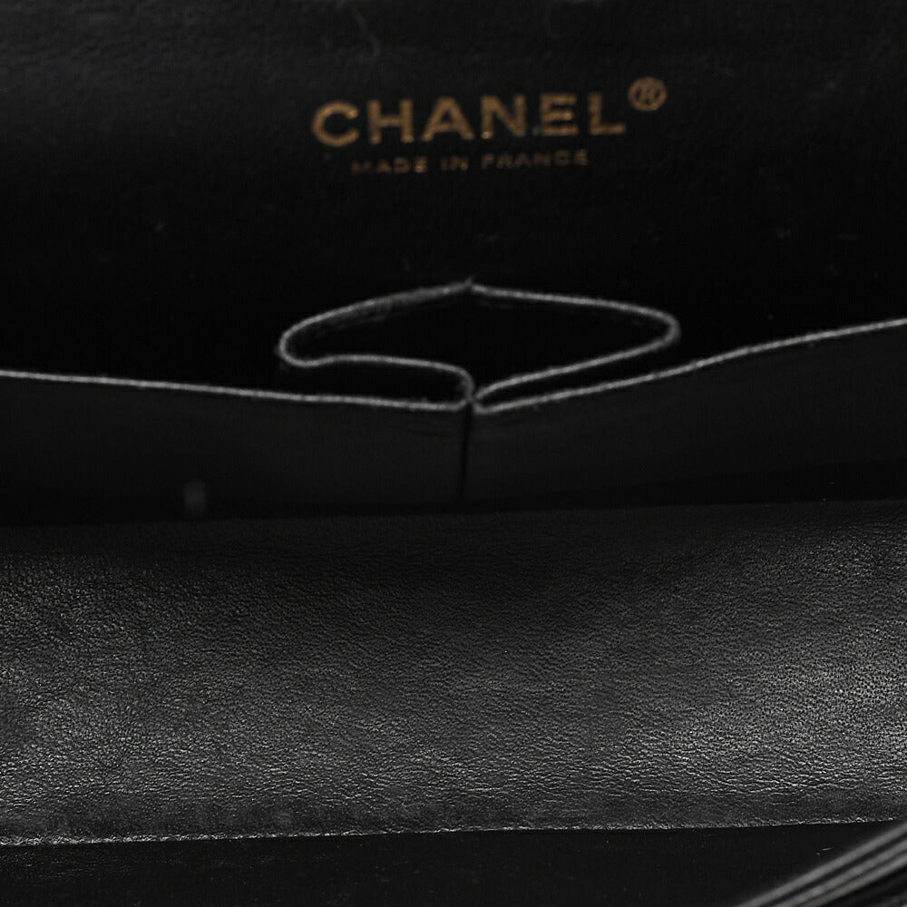 CHANEL Caviar Skin Matelasse Double Flap 25cm Chain Shoulder Black Gold-Tone Hardware, Pre-Owned
