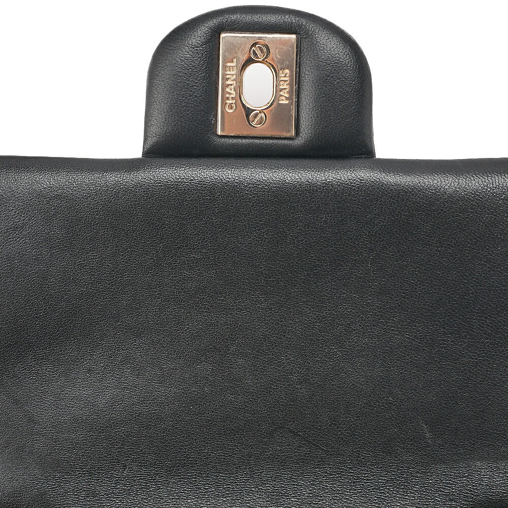 CHANEL Lambskin Mini Chocolate Bar 15cm Single Flap Turn Lock Chain Shoulder Black Gold-Tone Hardware, Pre-Owned