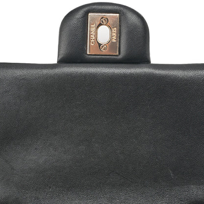 CHANEL Lambskin Mini Chocolate Bar 15cm Single Flap Turn Lock Chain Shoulder Black Gold-Tone Hardware, Pre-Owned