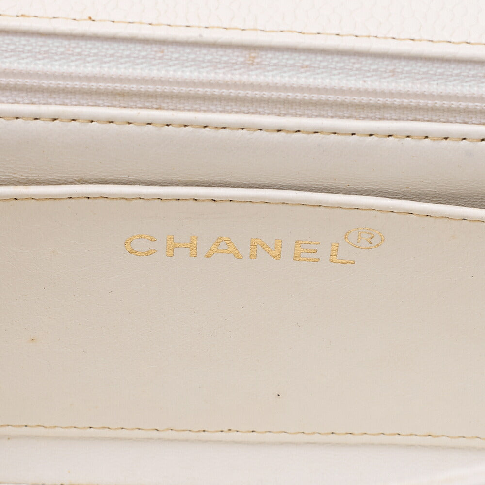 CHANEL Caviar Skin Matelasse Diana Flap 22CM Chain Shoulder White Gold-Tone Hardware, Pre-Owned