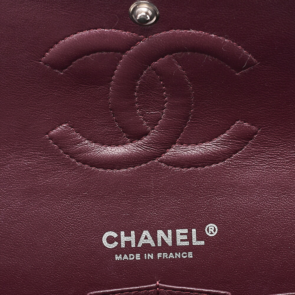 CHANEL Caviar Skin Matelasse Double Flap 25cm Chain Shoulder Black Silver-Tone Hardware, Pre-Owned