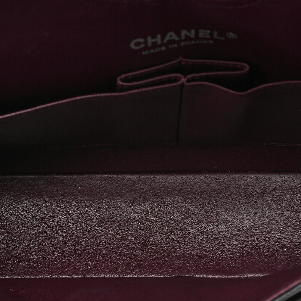 CHANEL Caviar Skin Matelasse Double Flap 25cm Chain Shoulder Black Silver-Tone Hardware, Pre-Owned