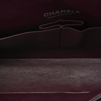 CHANEL Caviar Skin Matelasse Double Flap 25cm Chain Shoulder Black Silver-Tone Hardware, Pre-Owned