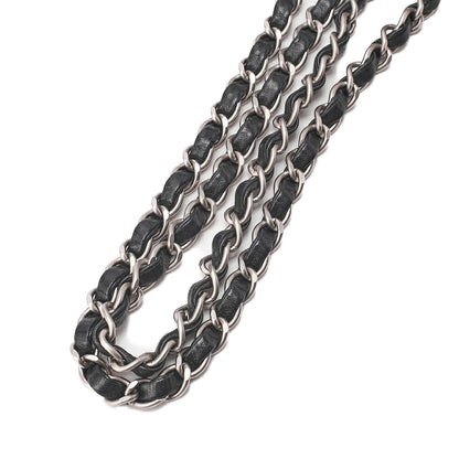 CHANEL Lambskin Matelasse Coco Mark Single Flap Chain Shoulder Black x Pink Orange Silver-Tone Hardware, Pre-Owned