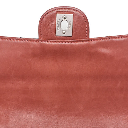 CHANEL Lambskin Matelasse Coco Mark Single Flap Chain Shoulder Black x Pink Orange Silver-Tone Hardware, Pre-Owned