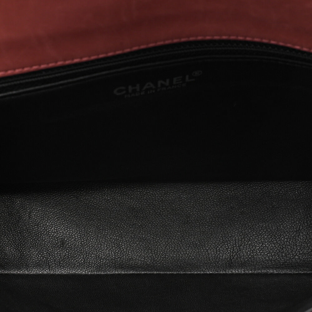 CHANEL Lambskin Matelasse Coco Mark Single Flap Chain Shoulder Black x Pink Orange Silver-Tone Hardware, Pre-Owned