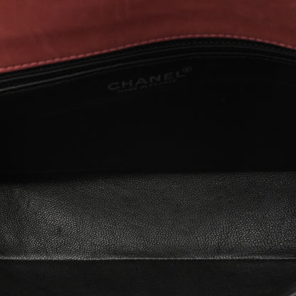 CHANEL Lambskin Matelasse Coco Mark Single Flap Chain Shoulder Black x Pink Orange Silver-Tone Hardware, Pre-Owned
