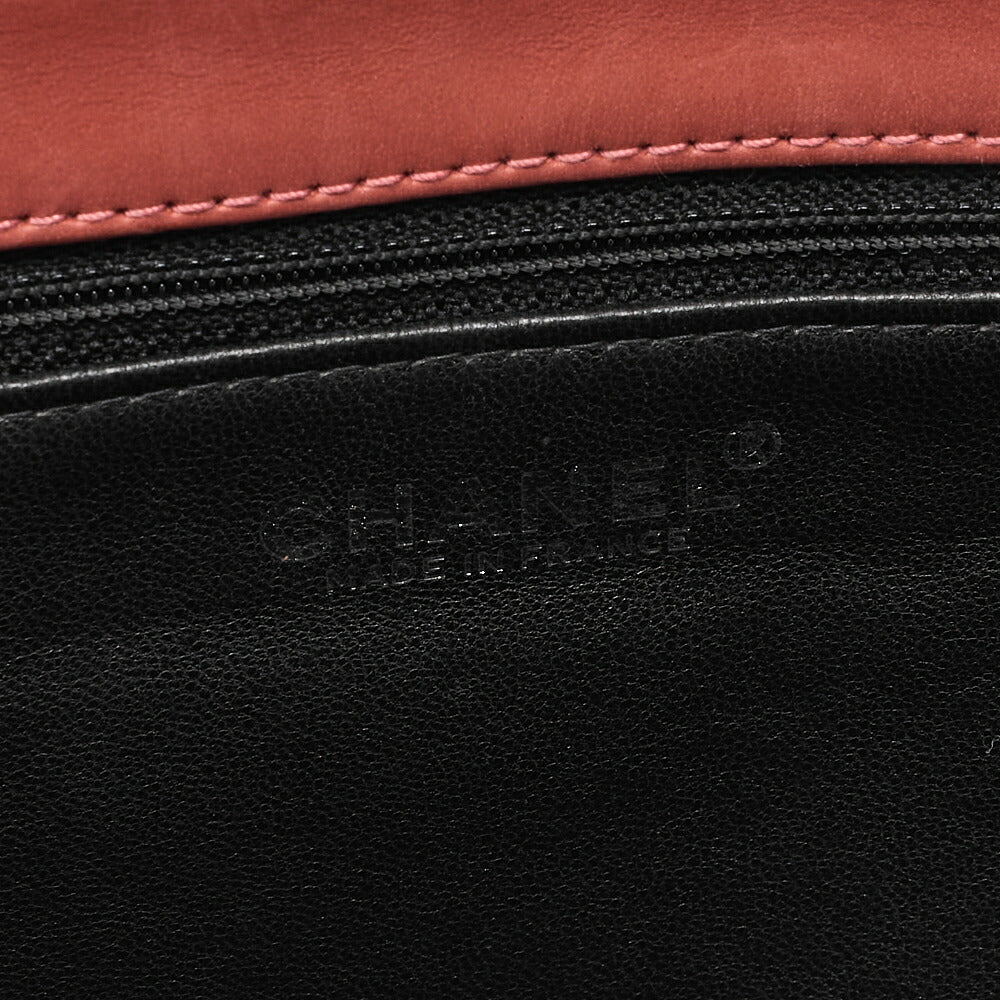 CHANEL Lambskin Matelasse Coco Mark Single Flap Chain Shoulder Black x Pink Orange Silver-Tone Hardware, Pre-Owned