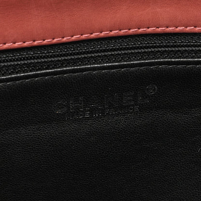 CHANEL Lambskin Matelasse Coco Mark Single Flap Chain Shoulder Black x Pink Orange Silver-Tone Hardware, Pre-Owned