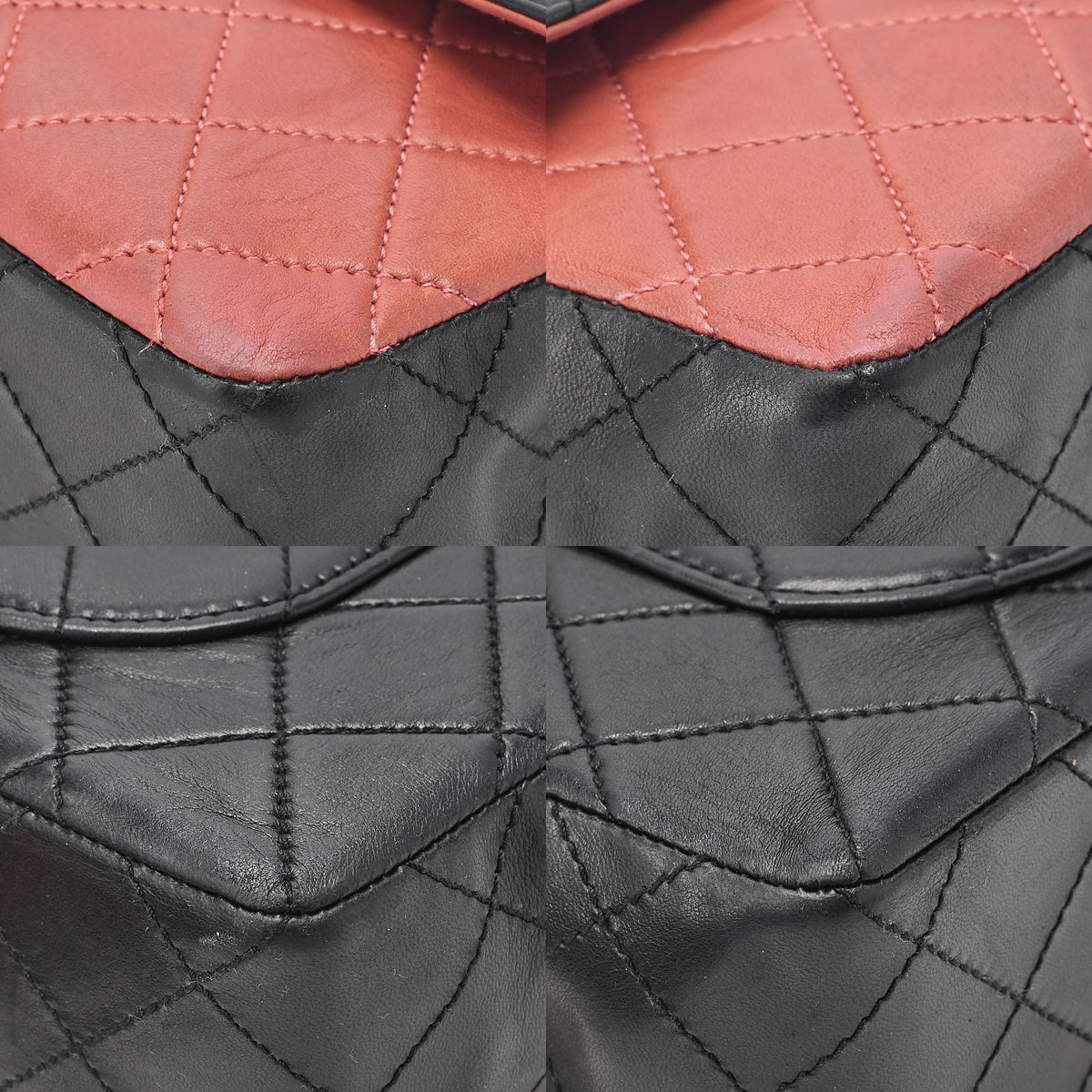 CHANEL Lambskin Matelasse Coco Mark Single Flap Chain Shoulder Black x Pink Orange Silver-Tone Hardware, Pre-Owned