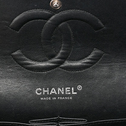 CHANEL Matelasse Turn Lock Double Flap 25 Chain Shoulder Bag Caviar Skin Black Silver-Tone Hardware, Pre-Owned