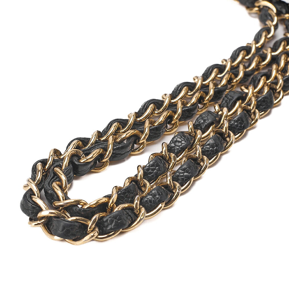 CHANEL Matelasse Turn Lock Double Flap 25 Chain Shoulder Bag Caviar Skin Black Gold-Tone Hardware, Pre-Owned