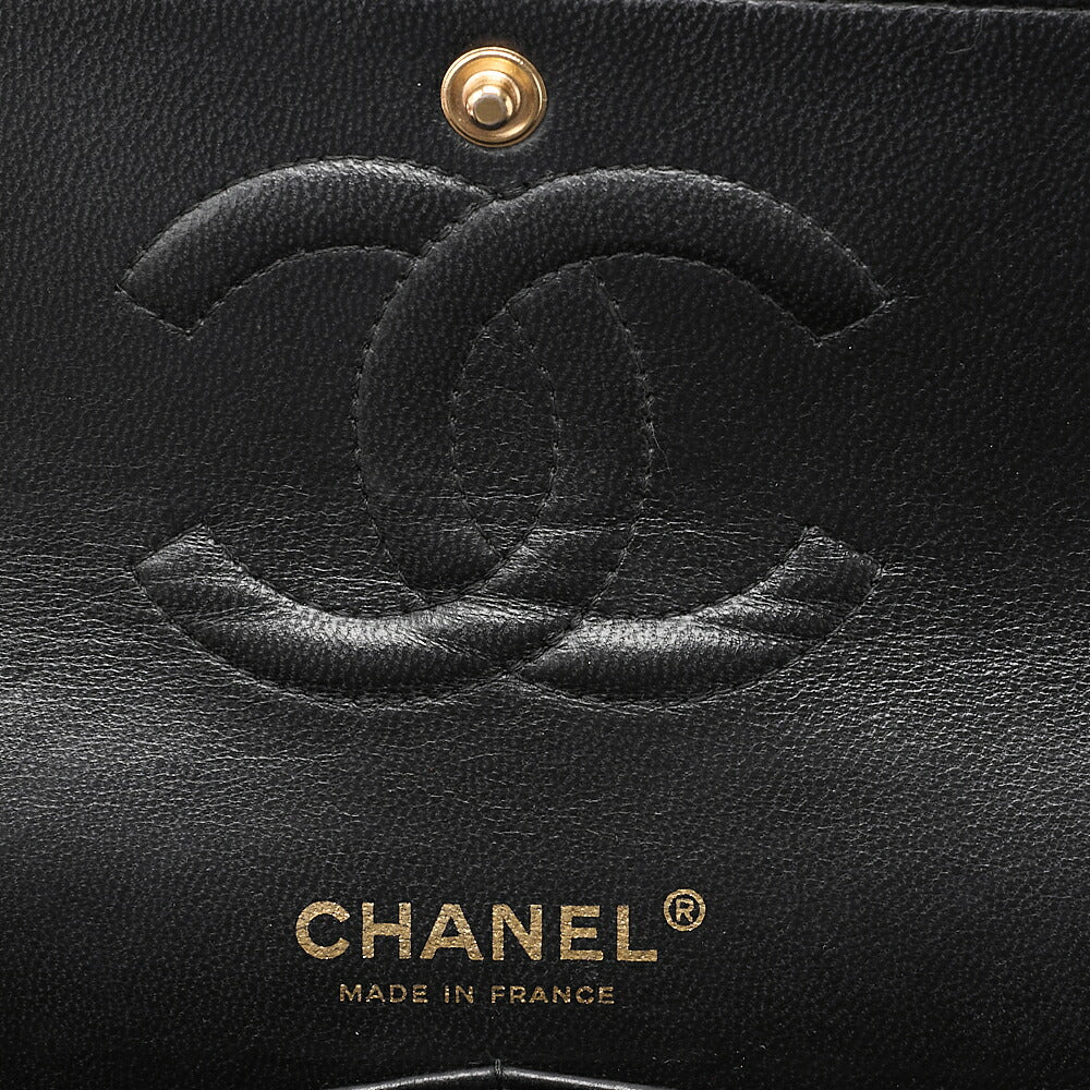 CHANEL Matelasse Turn Lock Double Flap 25 Chain Shoulder Bag Caviar Skin Black Gold-Tone Hardware, Pre-Owned