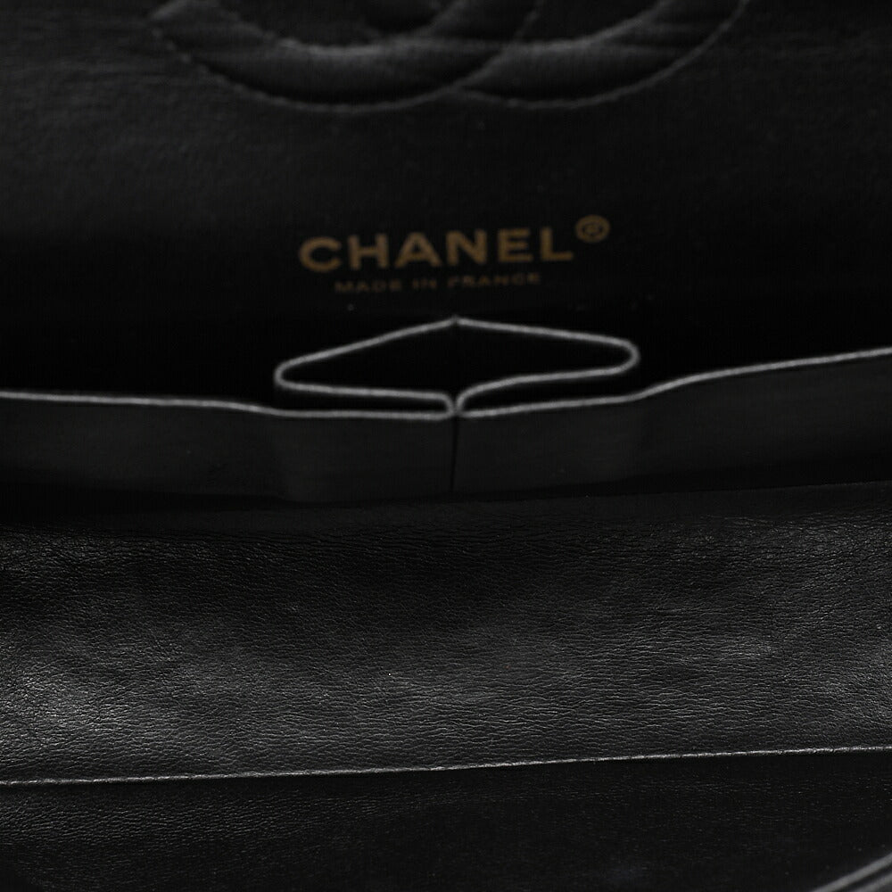 CHANEL Matelasse Turn Lock Double Flap 25 Chain Shoulder Bag Caviar Skin Black Gold-Tone Hardware, Pre-Owned