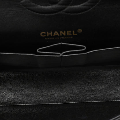 CHANEL Matelasse Turn Lock Double Flap 25 Chain Shoulder Bag Caviar Skin Black Gold-Tone Hardware, Pre-Owned